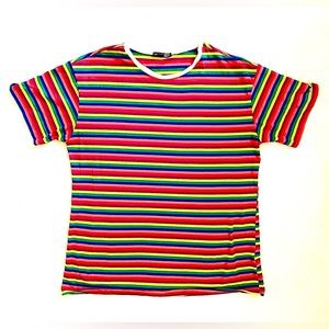 Pride Flag Striped Short Sleeve Shirt | Unisex | Medium